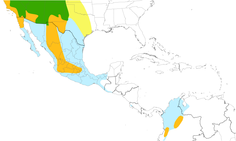 Range Map (Central): Cinnamon Teal