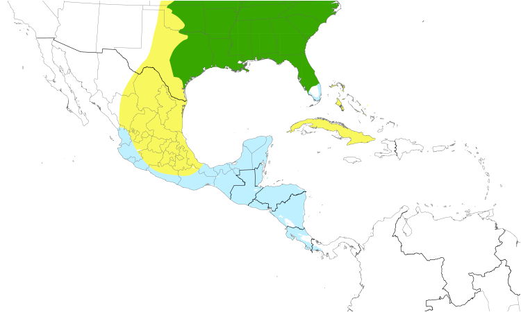 Range Map (Central): Ruby-throated Hummingbird
