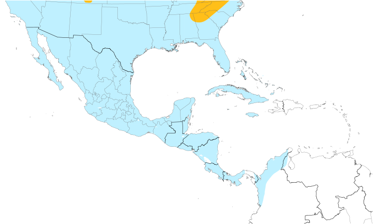 Range Map (Central): Cedar Waxwing