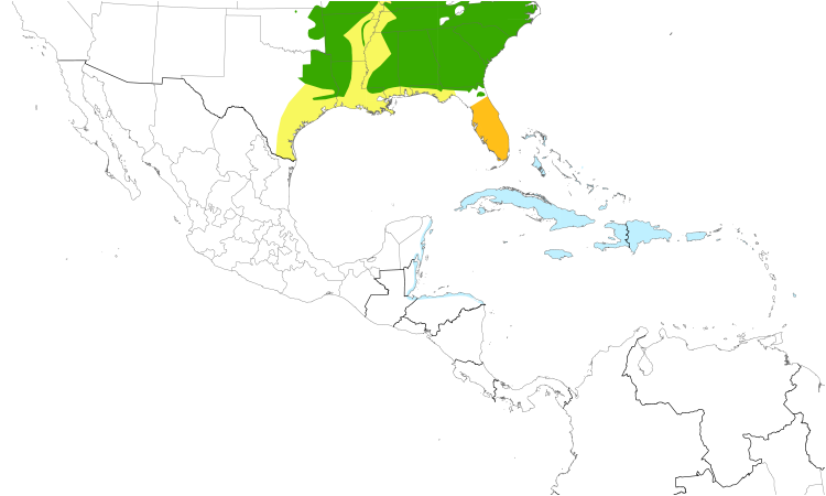 Range Map (Central): Prairie Warbler