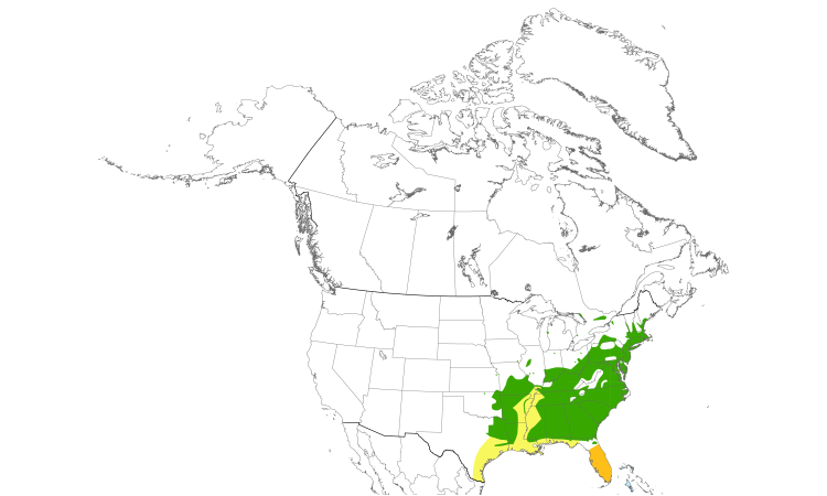 Range Map (North): Prairie Warbler
