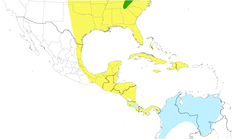Range Map (Central): Blackburnian Warbler