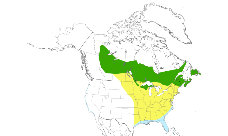Range Map (North): Palm Warbler