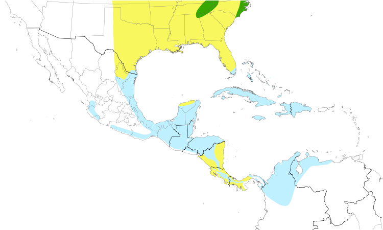 Range Map (Central): Black-throated Green Warbler