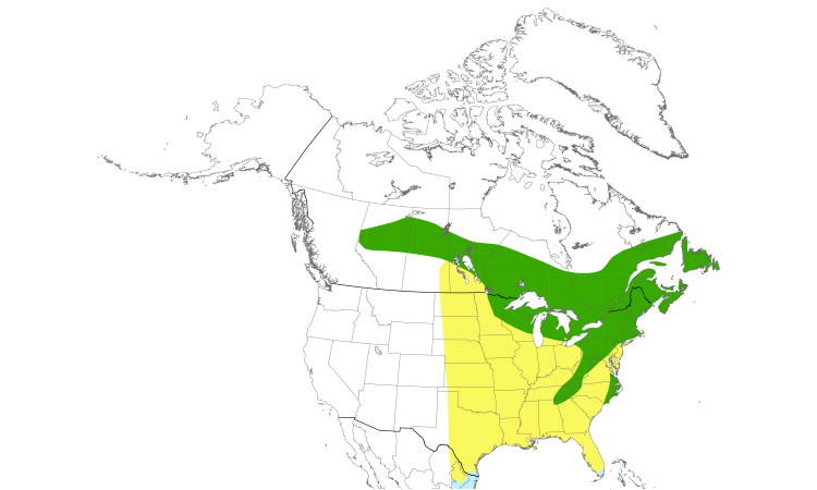 Range Map (North): Black-throated Green Warbler