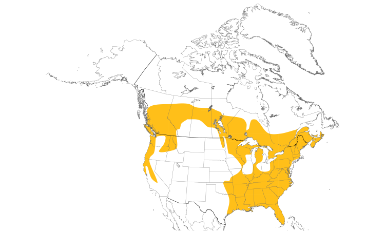 Range Map (North): Pileated Woodpecker