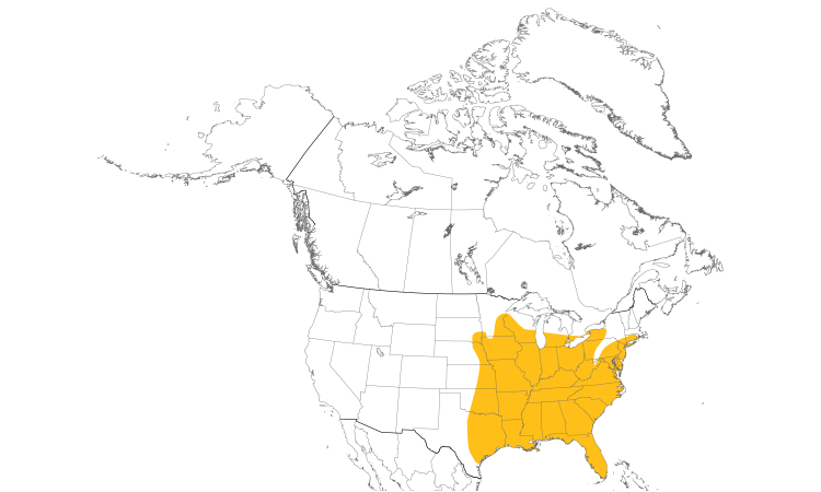 Range Map (North): Red-bellied Woodpecker