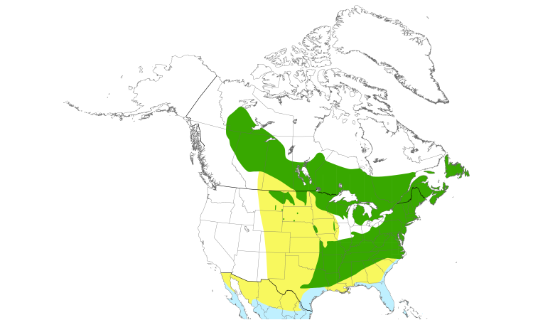 Range Map (North): Black-and-white Warbler