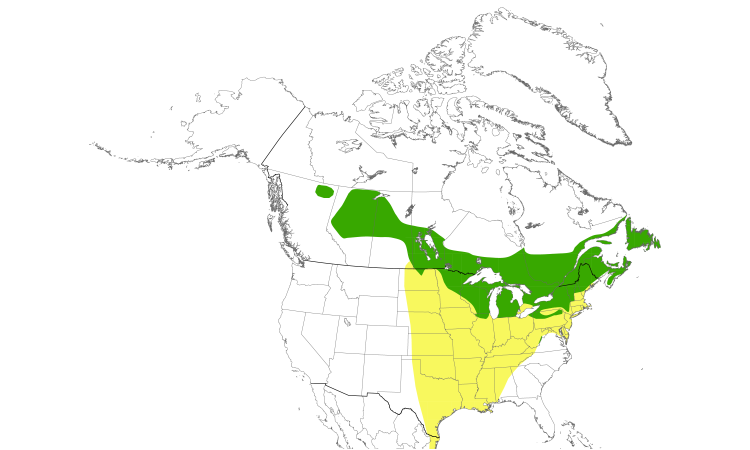 Range Map (North): Mourning Warbler
