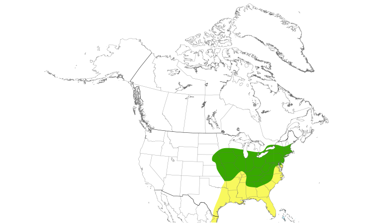 Range Map (North): Blue-winged Warbler