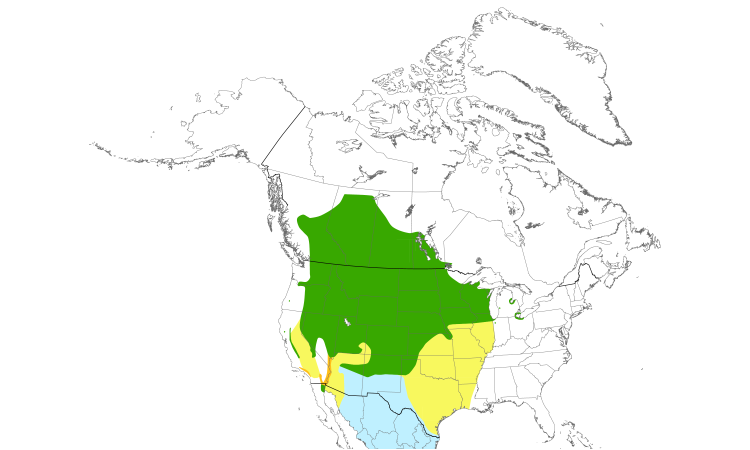 Range Map (North): Yellow-headed Blackbird