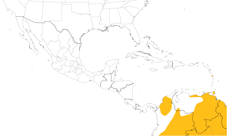 Range Map (Central): Orange-winged Parrot