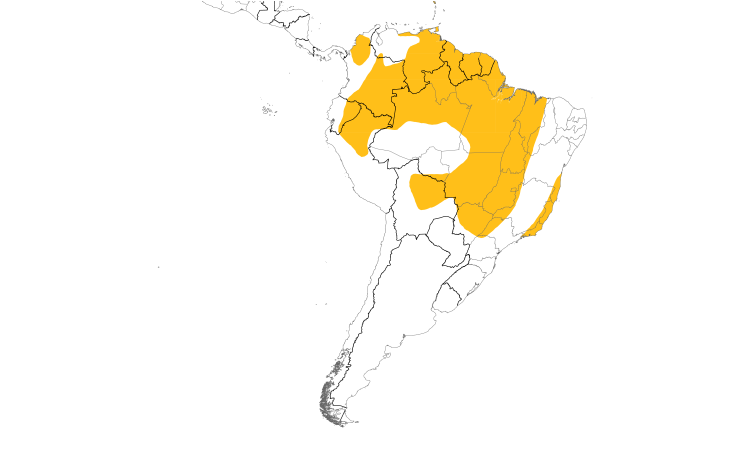 Range Map (South): Orange-winged Parrot