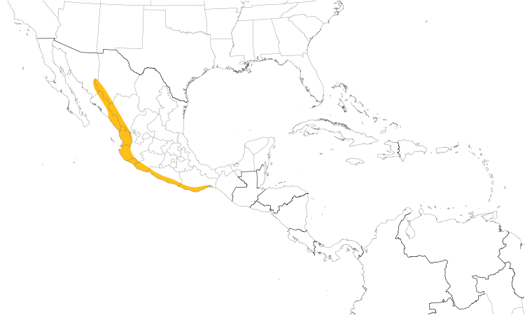Range Map (Central): Lilac-crowned Parrot