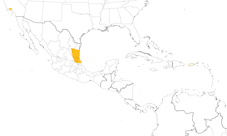Range Map (Central): Red-crowned Parrot