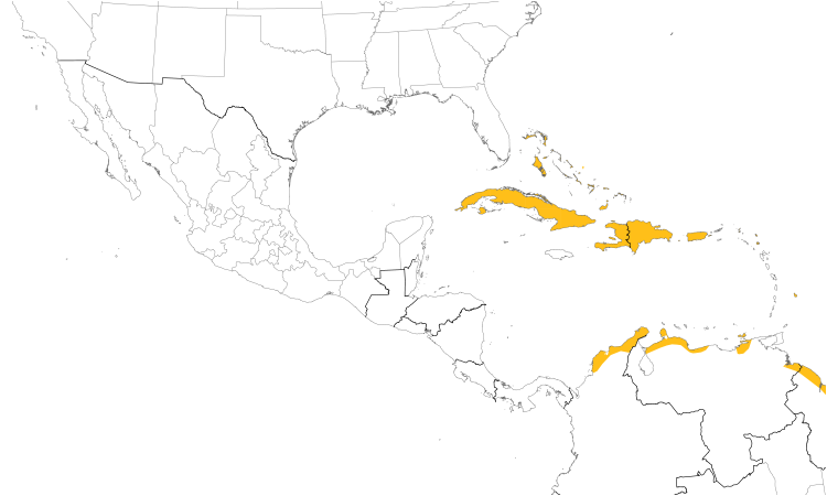 Range Map (Central): White-cheeked Pintail