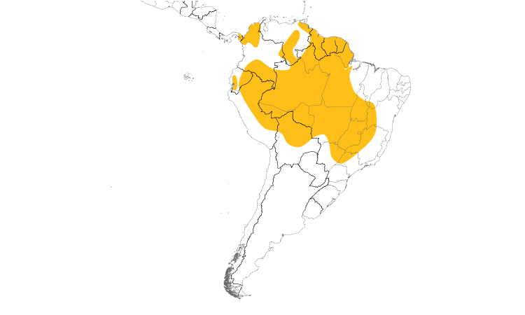 Range Map (South): Blue-and-yellow Macaw