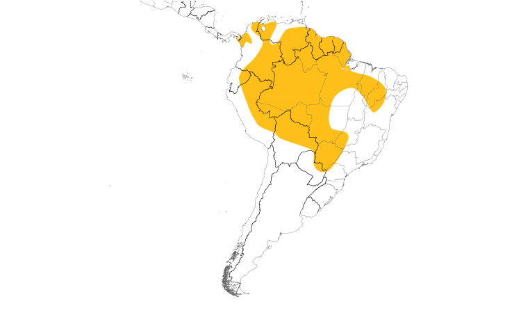 Range Map (South): Red-and-green Macaw