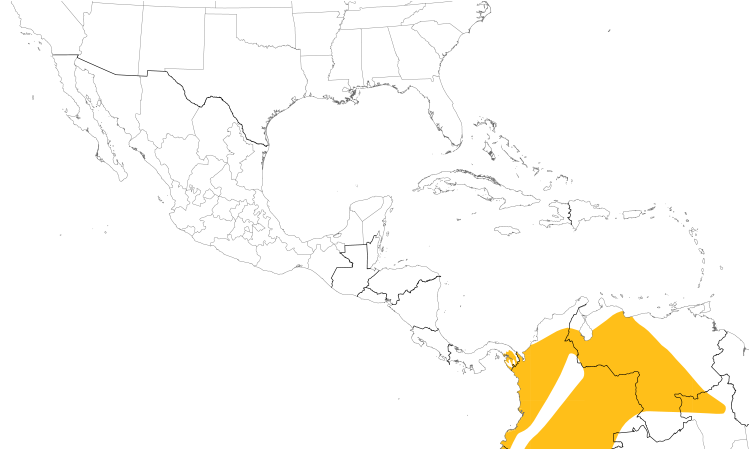 Range Map (Central): Chestnut-fronted Macaw