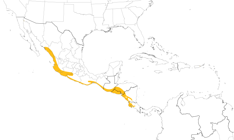 Range Map (Central): Orange-fronted Parakeet