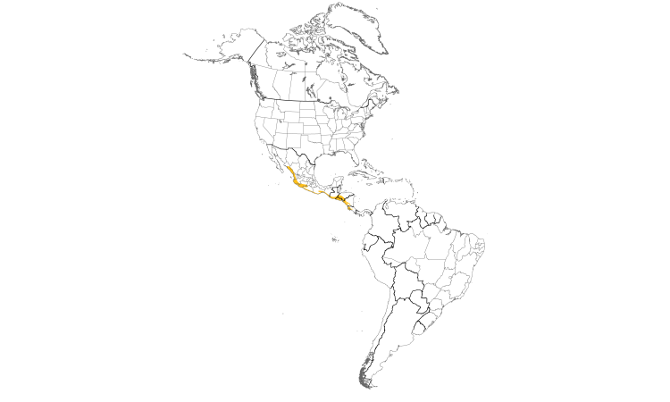 Range Map (Americas): Orange-fronted Parakeet