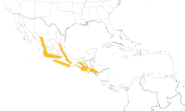 Range Map (Central): Golden-browed Warbler