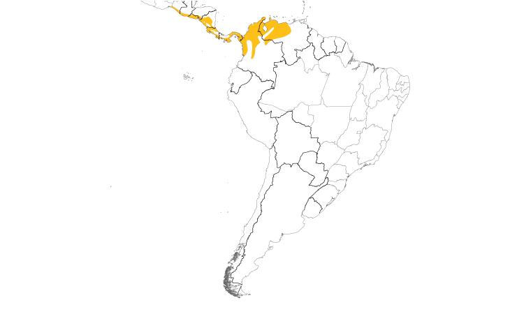 Range Map (South): Orange-chinned Parakeet