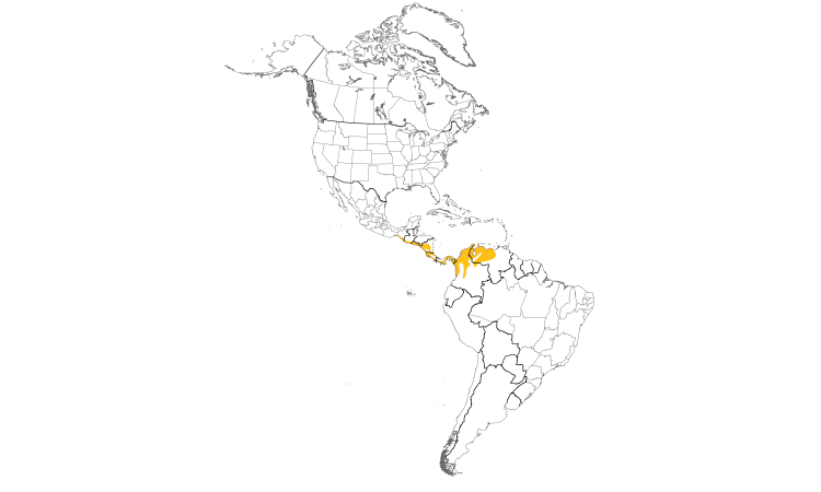 Range Map (Americas): Orange-chinned Parakeet