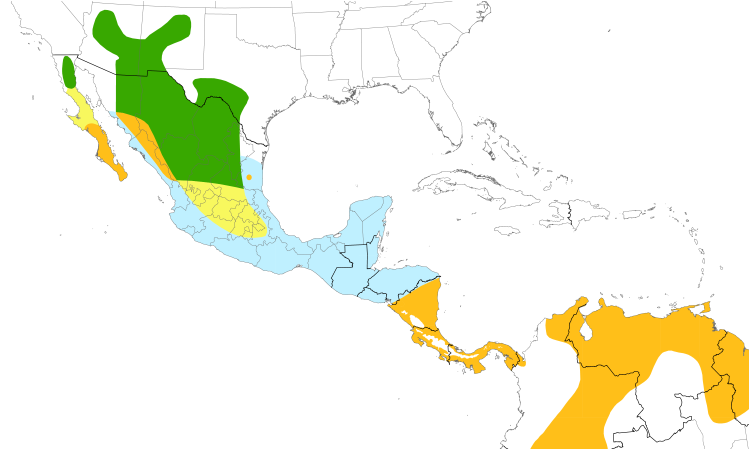 Range Map (Central): Zone-tailed Hawk