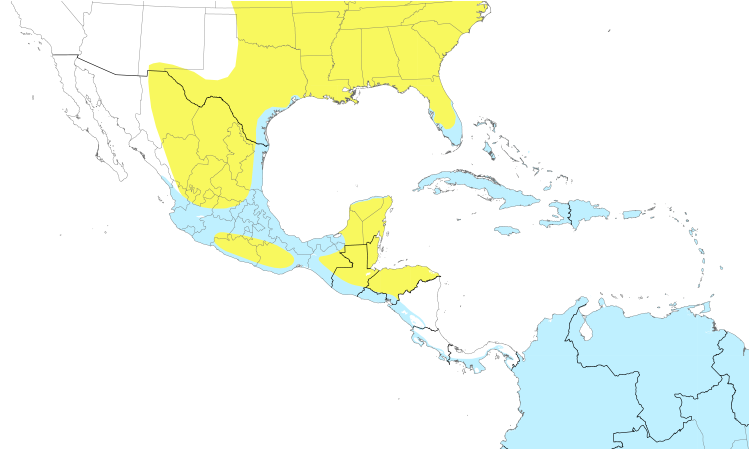 Range Map (Central): Stilt Sandpiper
