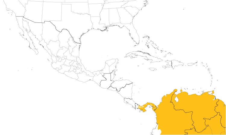 Range Map (Central): Crimson-crested Woodpecker