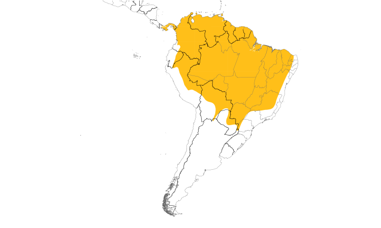 Range Map (South): Crimson-crested Woodpecker