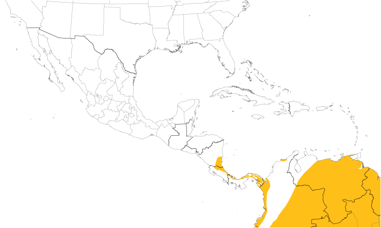 Range Map (Central): Green-and-rufous Kingfisher