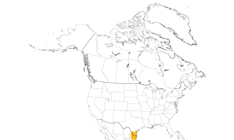 Range Map (North): Green Jay