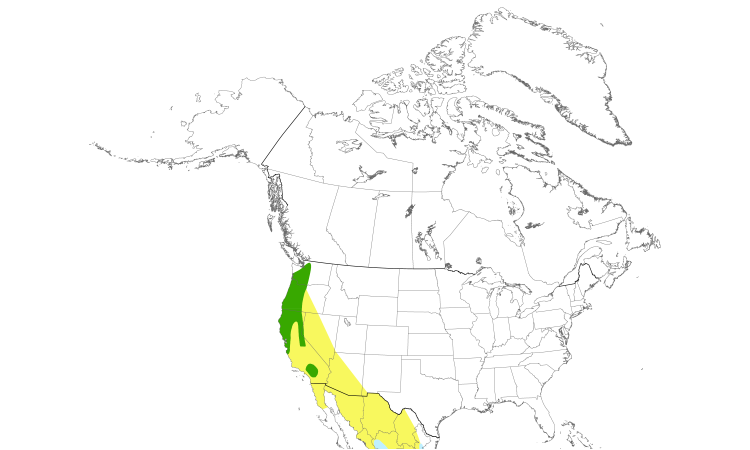 Range Map (North): Hermit Warbler
