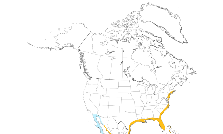 Range Map (North): Tricolored Heron