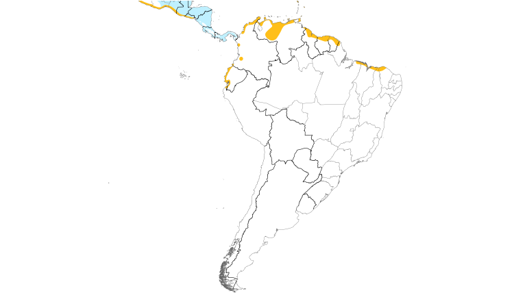 Range Map (South): Tricolored Heron