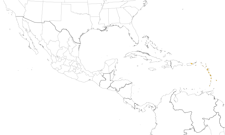 Range Map (Central): Green-throated Carib