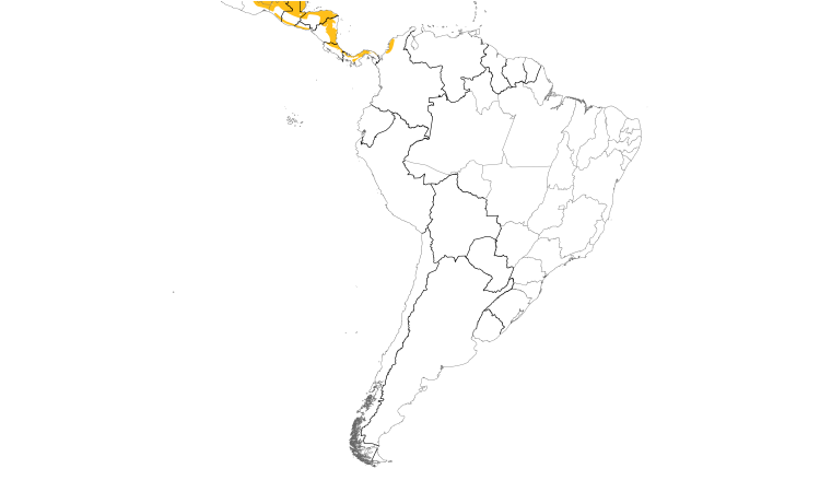 Range Map (South): Red-throated Ant-Tanager