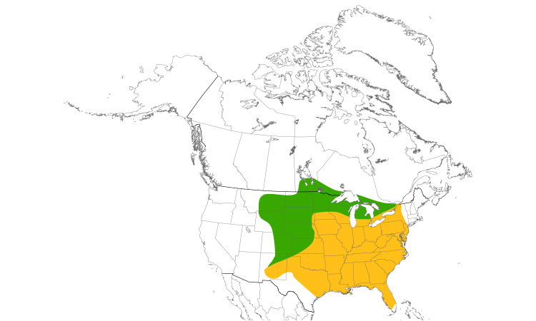 Range Map (North): Red-headed Woodpecker