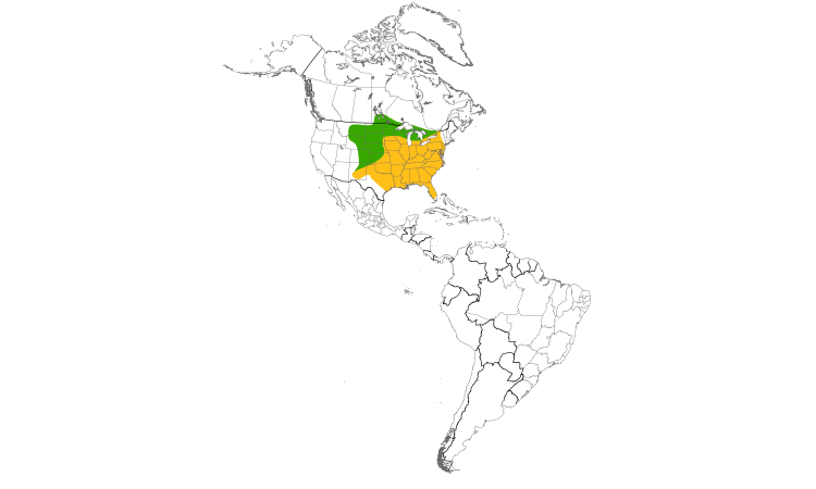 Range Map (Americas): Red-headed Woodpecker
