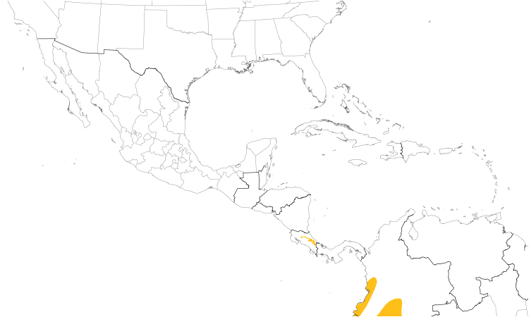 Range Map (Central): Lanceolated Monklet