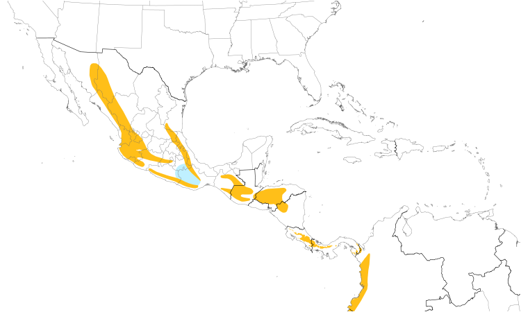Range Map (Central): Tufted Flycatcher