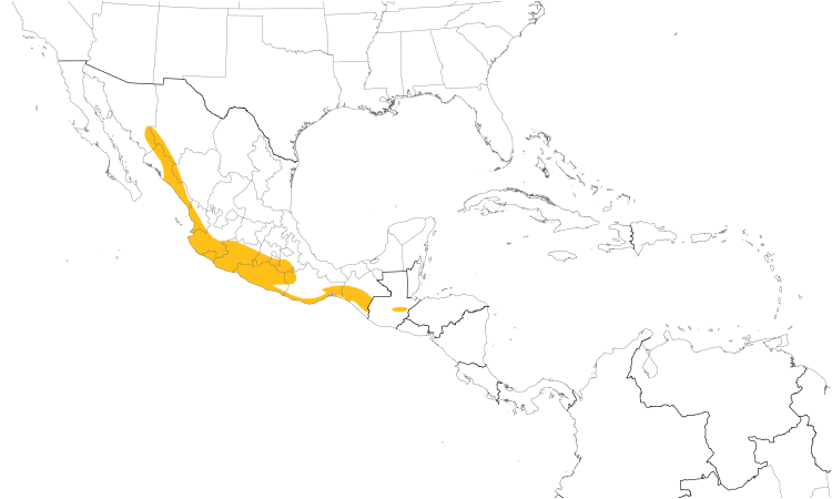 Range Map (Central): Russet-crowned Motmot
