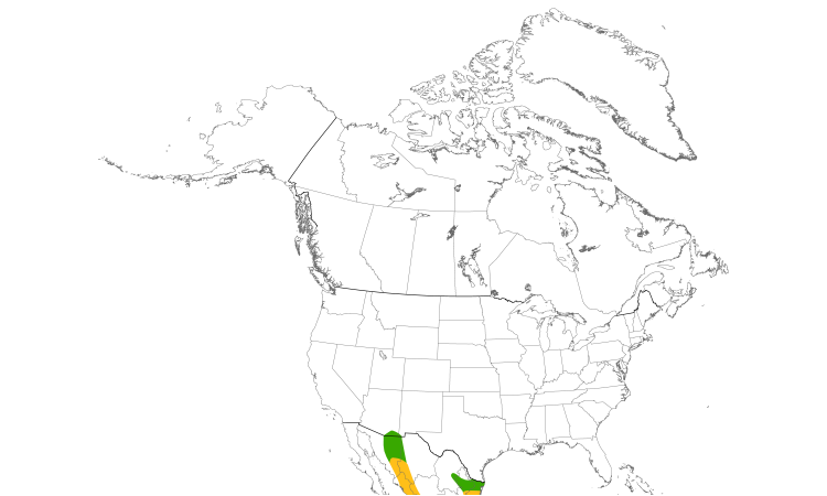 Range Map (North): Rose-throated Becard