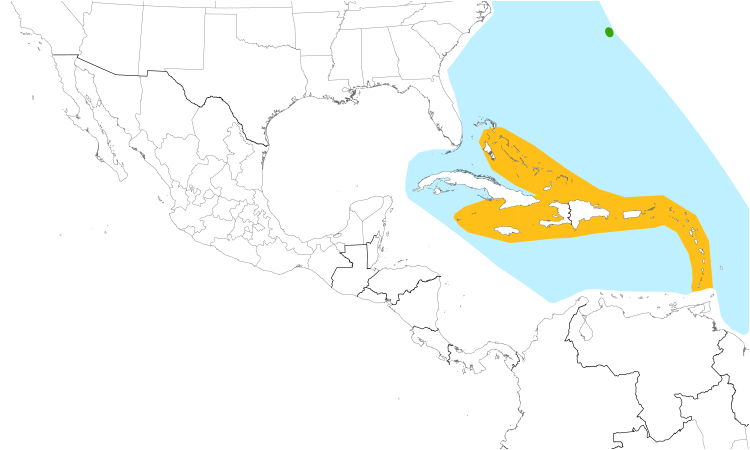 Range Map (Central): White-tailed Tropicbird