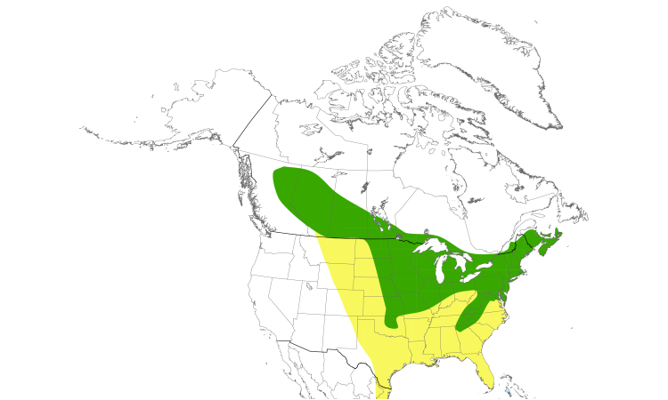 Range Map (North): Rose-breasted Grosbeak