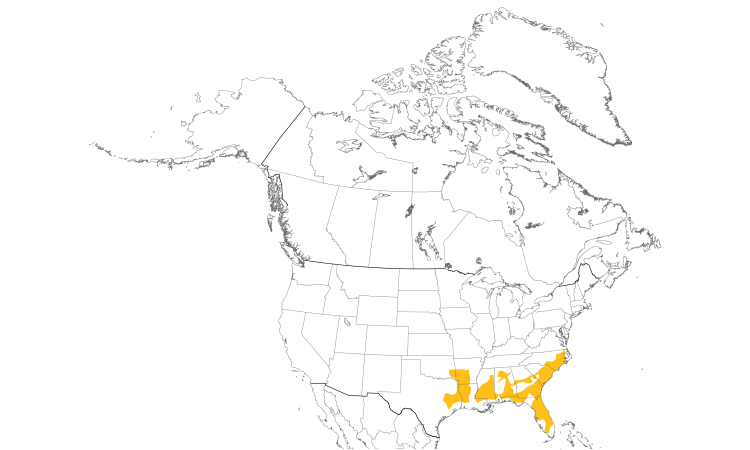 Range Map (North): Red-cockaded Woodpecker