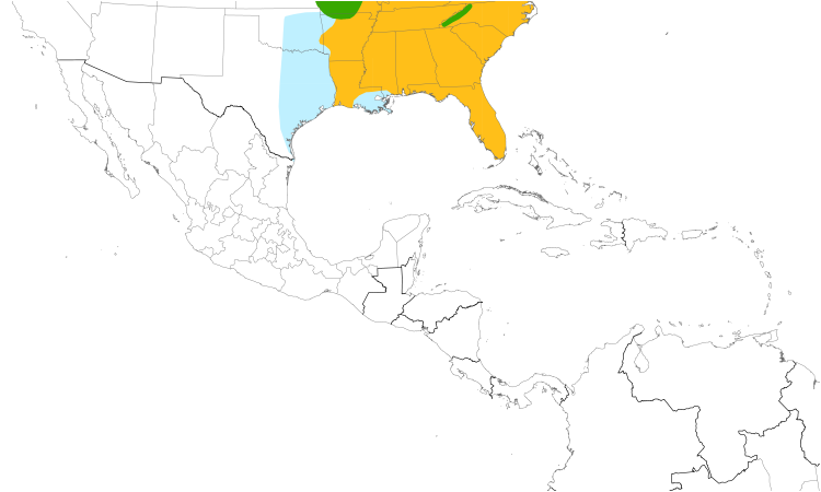 Range Map (Central): Eastern Towhee