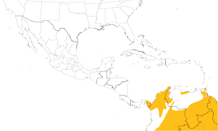 Range Map (Central): Golden-headed Manakin
